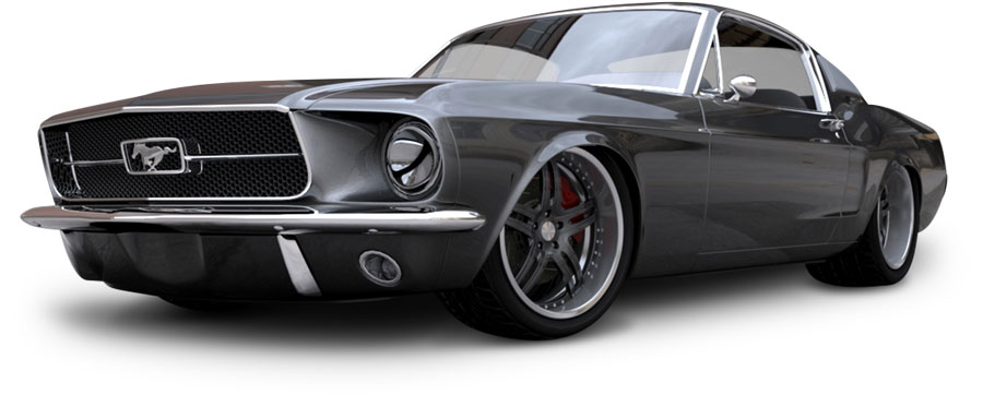 Pro-touring 1967 Ford Mustang fastback on Total Control Products weld-in chassis system, featuring lowered stance, red 4-piston calipers, and 18-inch black wheels for enhanced handling and structural rigidity.